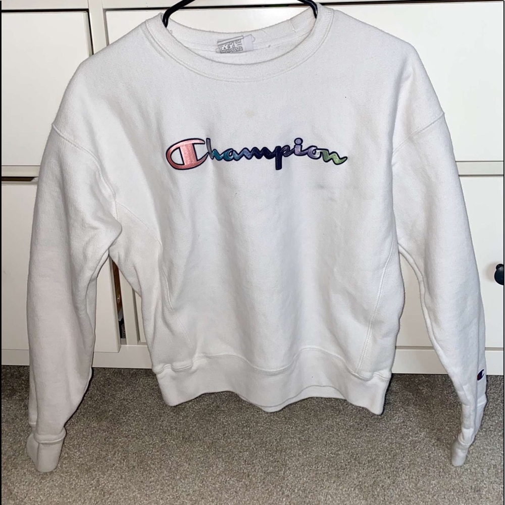 white champion crew neck x soul cycle